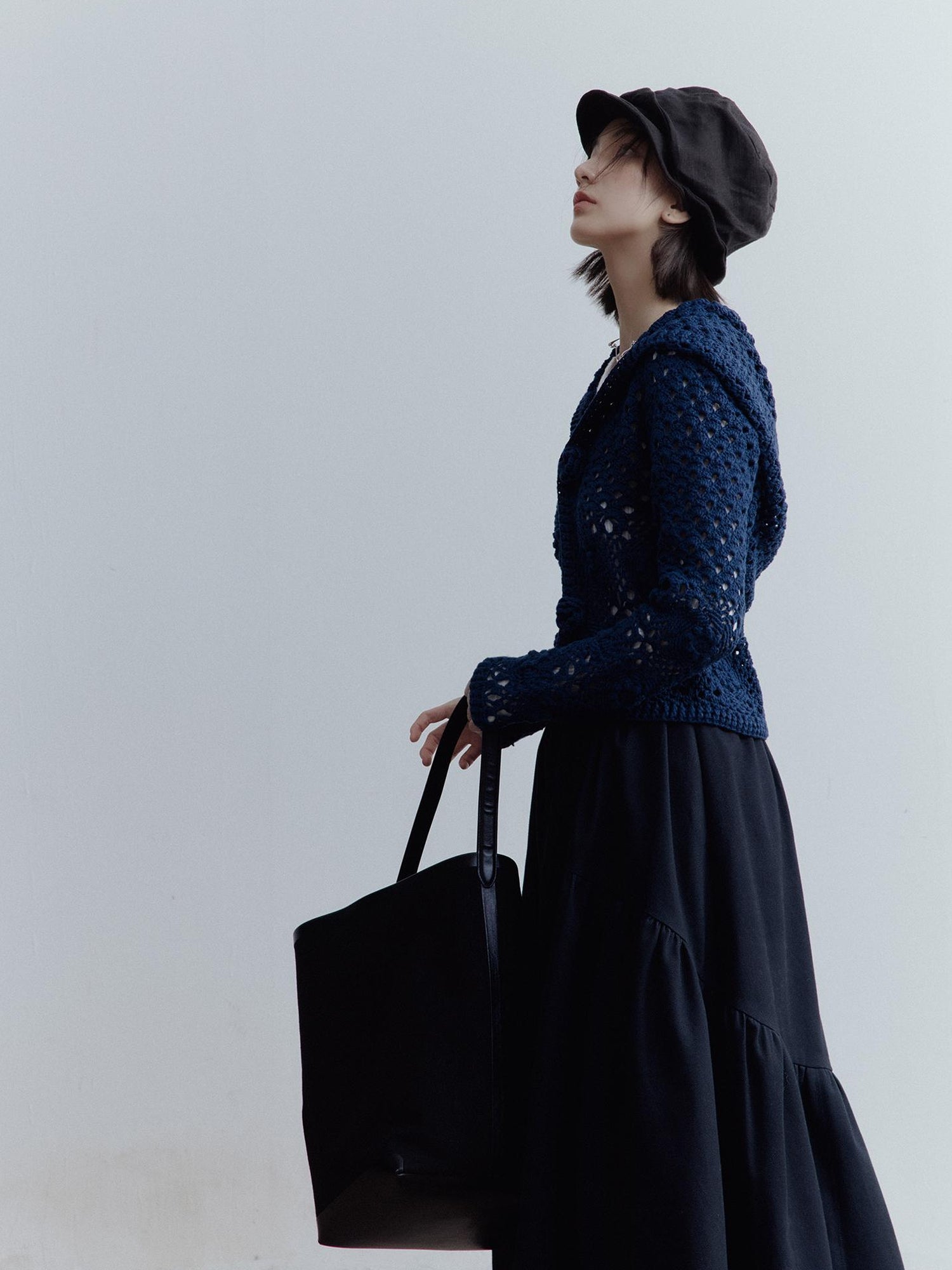 FUSSED Deconstructed Linen Newsboy Cap With Adjustable Brim