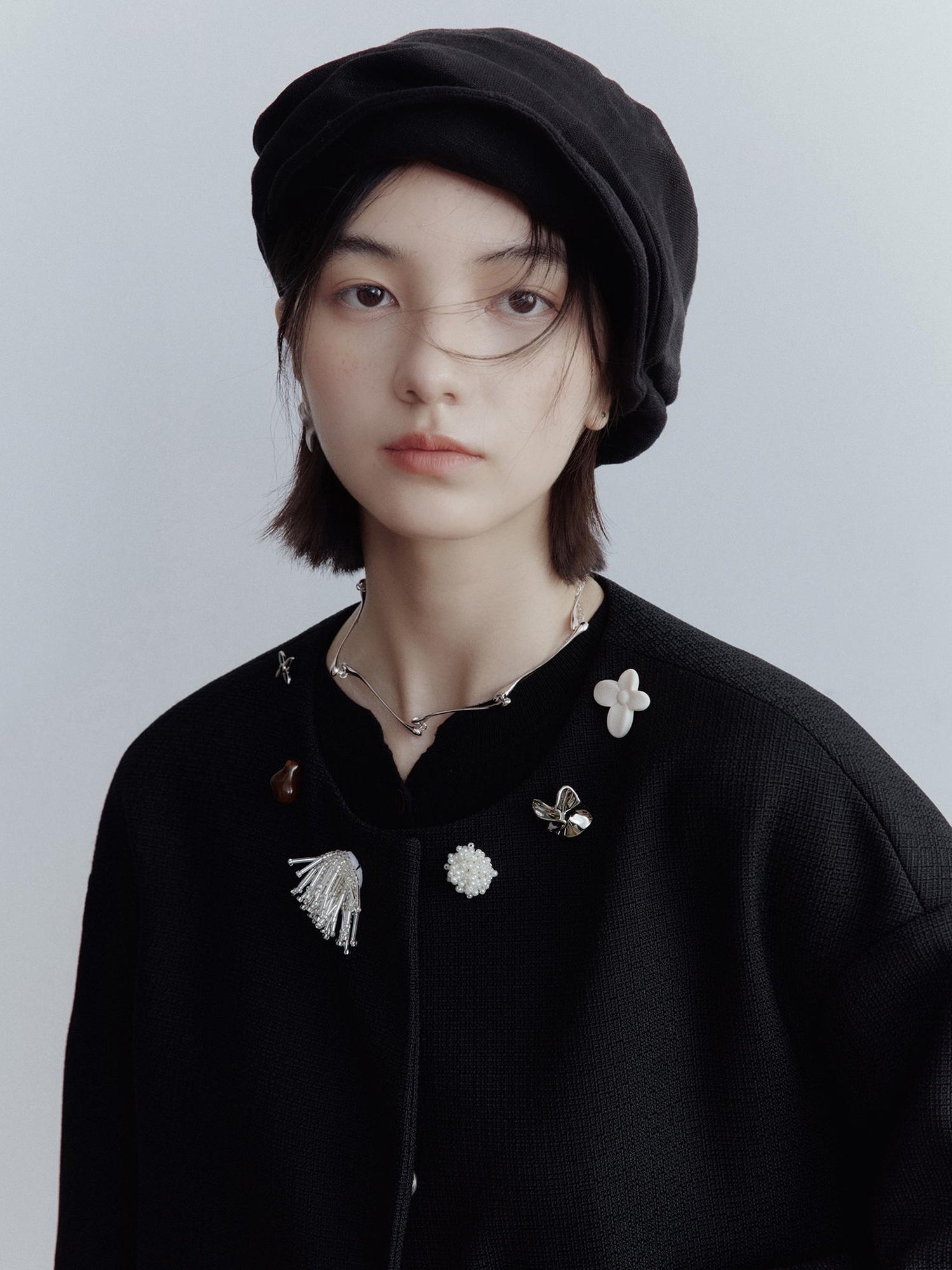 FUSSED Deconstructed Linen Newsboy Cap With Adjustable Brim