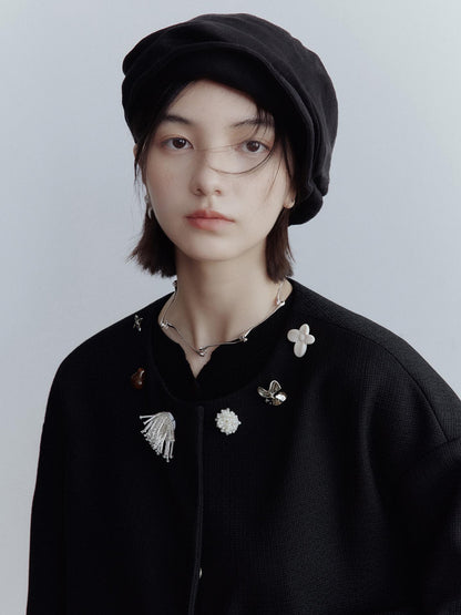 FUSSED Deconstructed Linen Newsboy Cap With Adjustable Brim