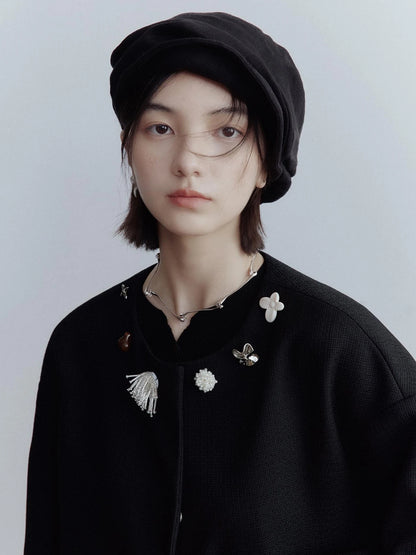 Deconstructed Linen Newsboy Cap With Adjustable Brim