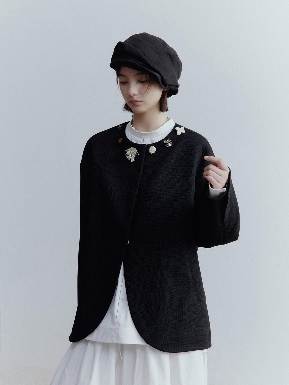 FUSSED Deconstructed Linen Newsboy Cap With Adjustable Brim