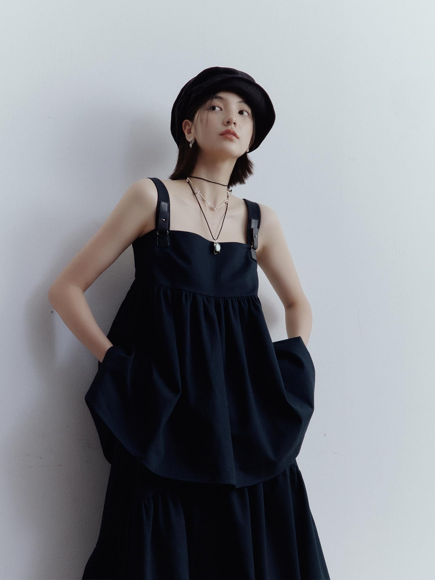 FUSSED Deconstructed Linen Newsboy Cap With Adjustable Brim