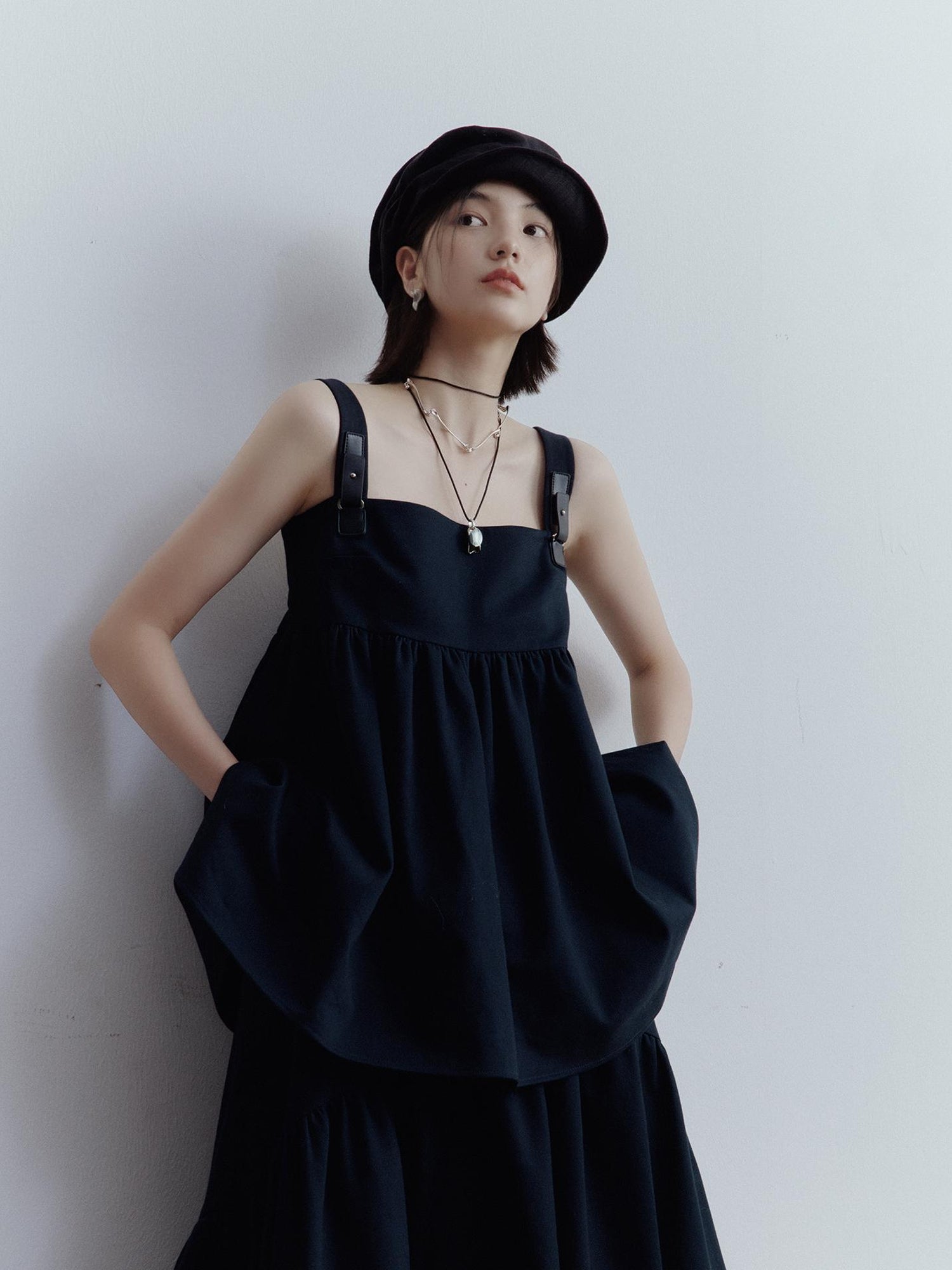 FUSSED Deconstructed Linen Newsboy Cap With Adjustable Brim
