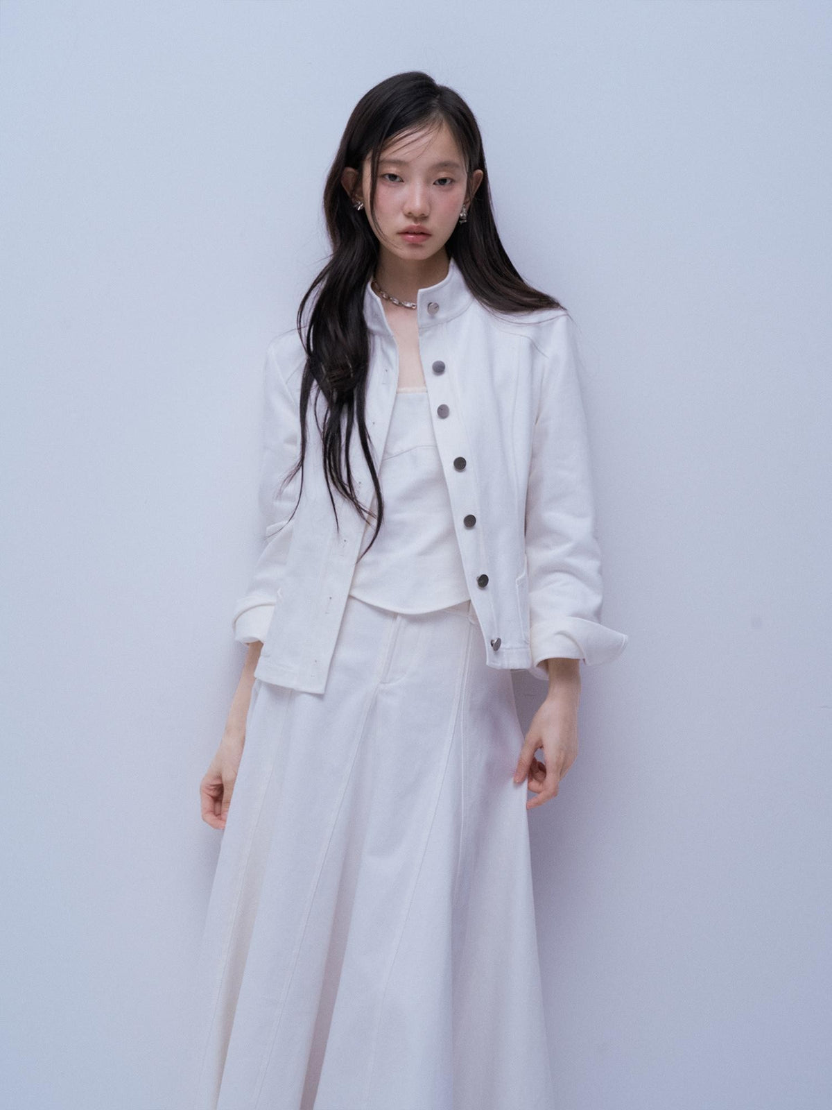 FUSSED Deconstructed Split Stand Collar Pure Cotton Women&