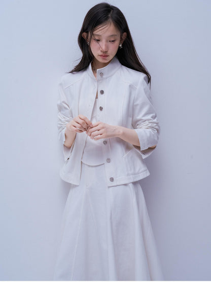 FUSSED Deconstructed Split Stand Collar Pure Cotton Women&