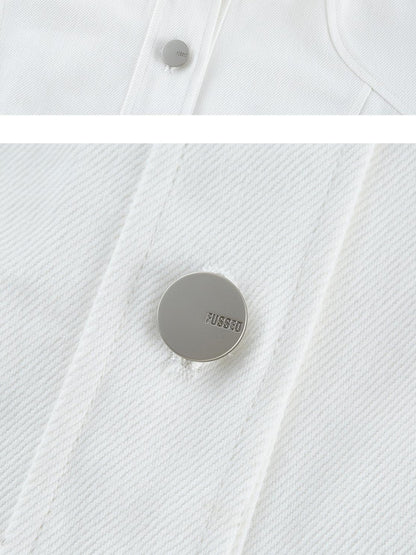 FUSSED Deconstructed Split Stand Collar Pure Cotton Women&