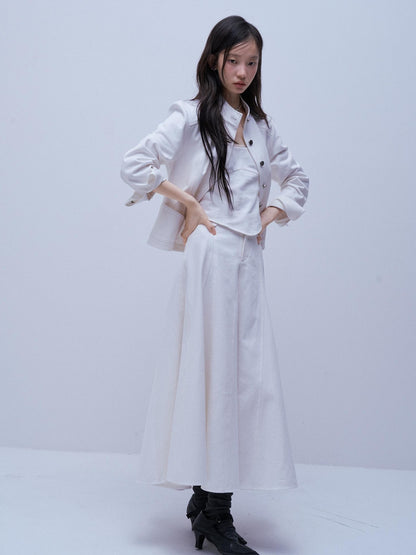 FUSSED Deconstructed Split Stand Collar Pure Cotton Women&