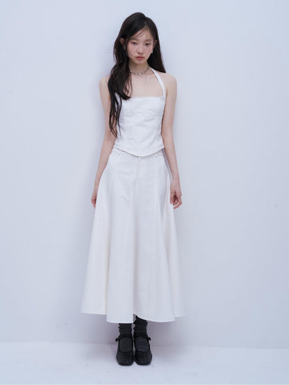 FUSSED Deconstructed Structured White Cotton Fishtail Women&