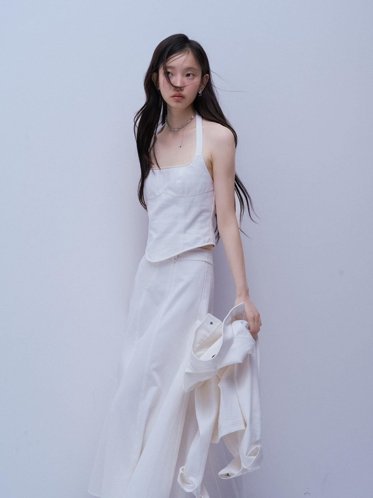 FUSSED Deconstructed Structured White Cotton Fishtail Women&