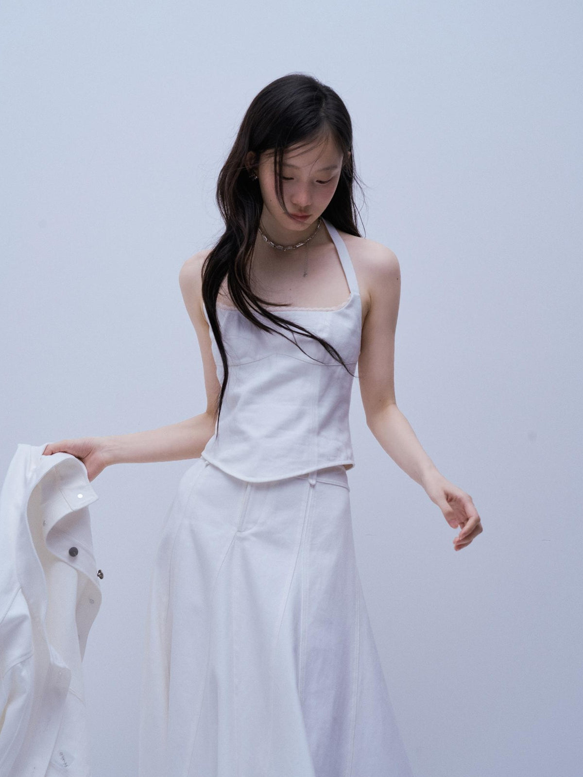 FUSSED Deconstructed Structured White Cotton Fishtail Women&