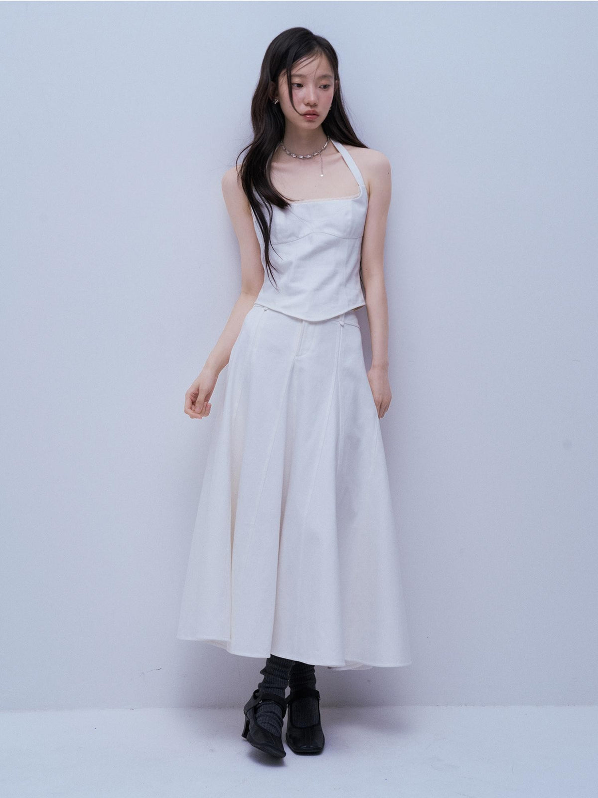 FUSSED Deconstructed Structured White Cotton Fishtail Women&