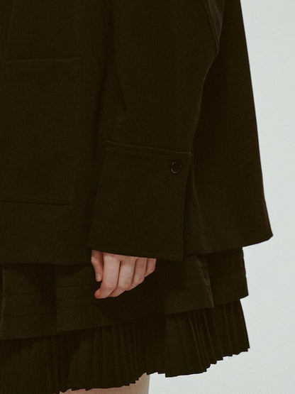 FUSSED Deconstructed Wool Blend Utility Jacket With 3D Paneling