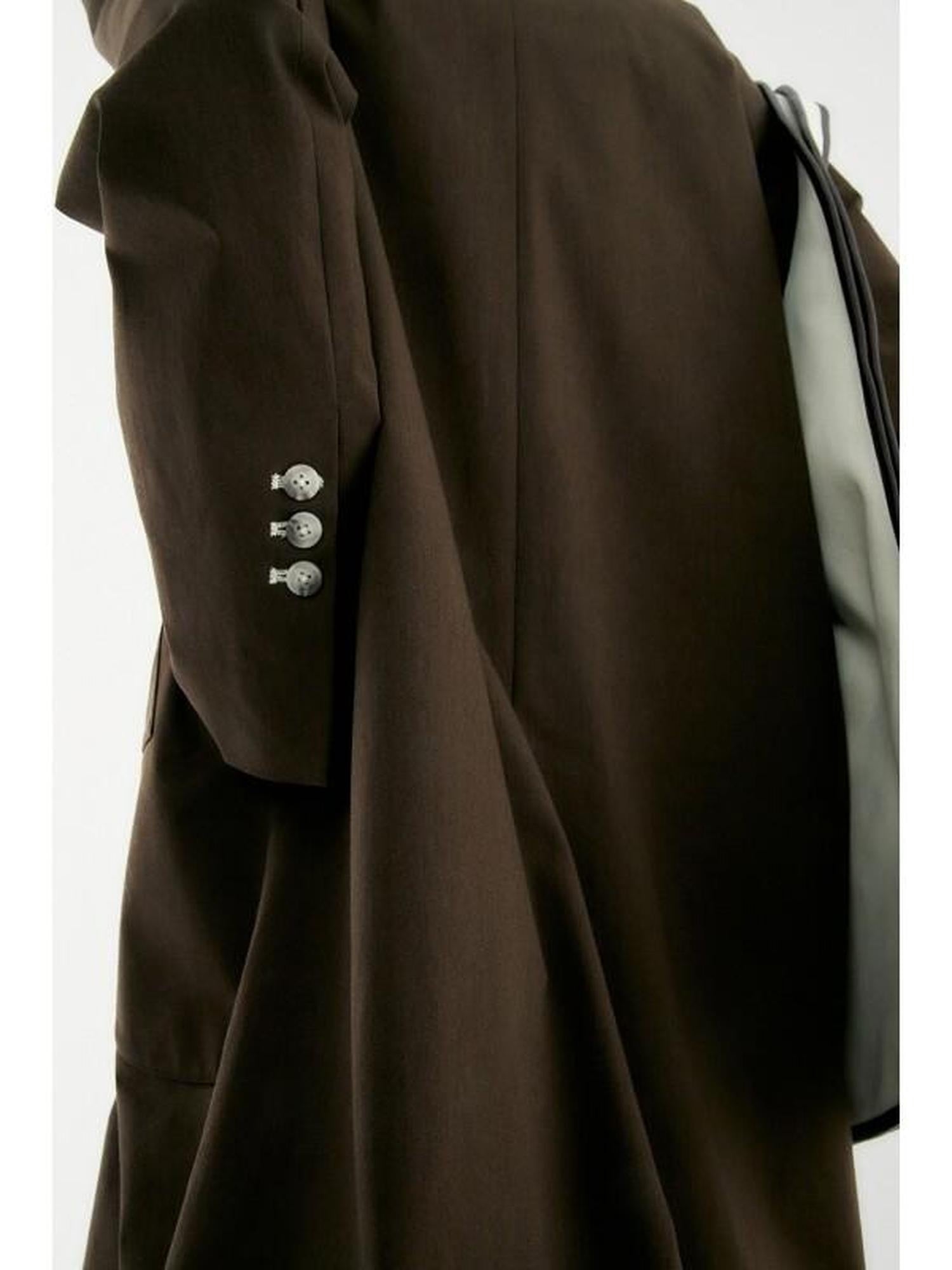 FUSSED Deep Brown Asymmetrical Structured Straight Trench Women&