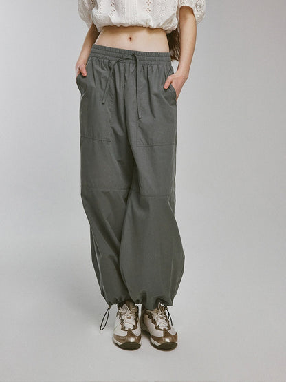 FUSSED_Deep_Grey_Green_Soft_Matte_Drawcord_Elastic_Cargo_Pockets_Women&