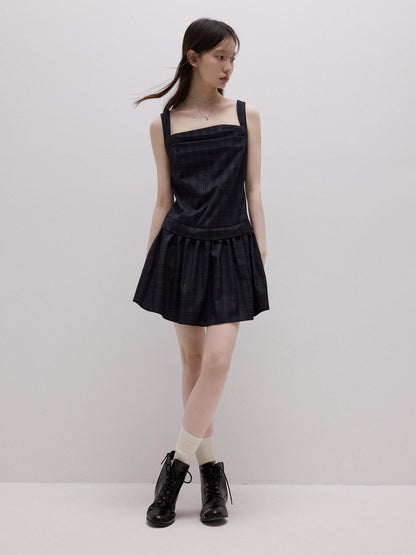 FUSSED Deep Sea Blue Plaid Yarn Dyed Patchwork Women&