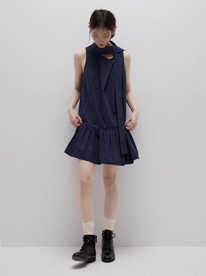 FUSSED Deep Sea Blue Sculpted Ribbon Tie Aline Women&