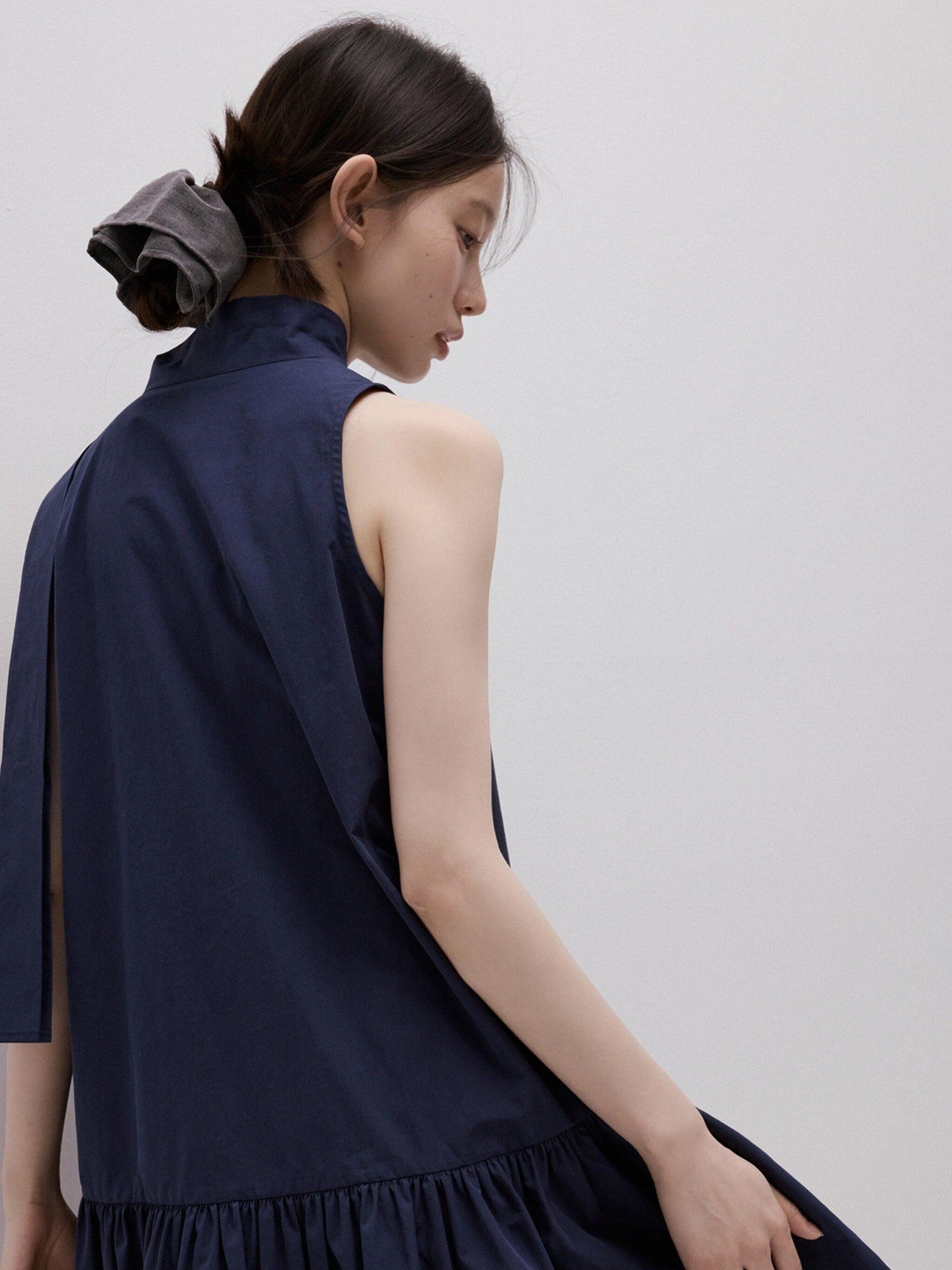 FUSSED Deep Sea Blue Sculpted Ribbon Tie Aline Women&