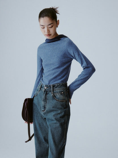 FUSSED_Denim_Blue_Seamless_One_Piece_Hooded_Slim_Women&