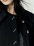 FUSSED Denim Pleated Trench Coat With Quilted Lining And A Line Silhouette