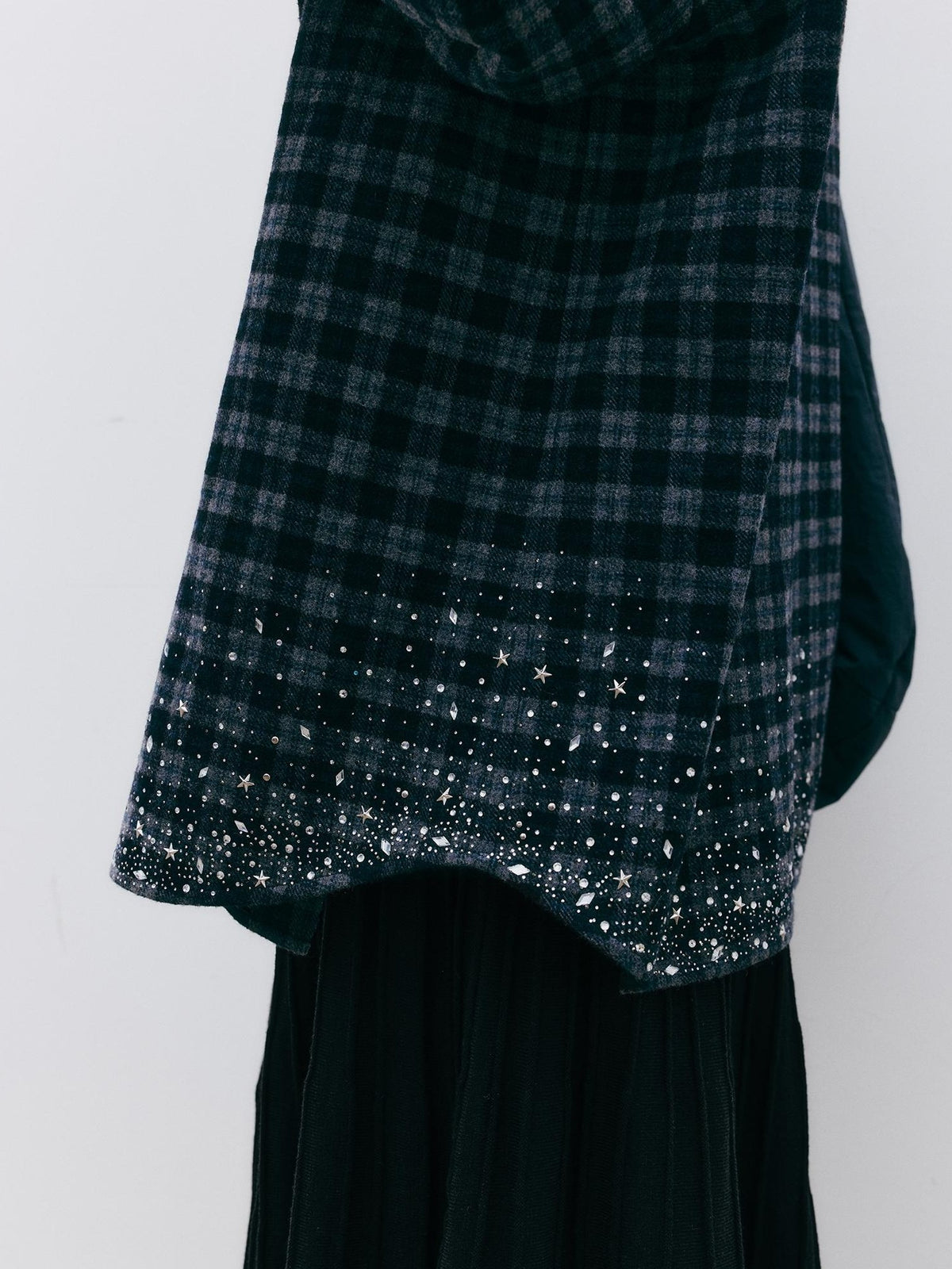 FUSSED Diamond Embroidered Plaid Knit Women&
