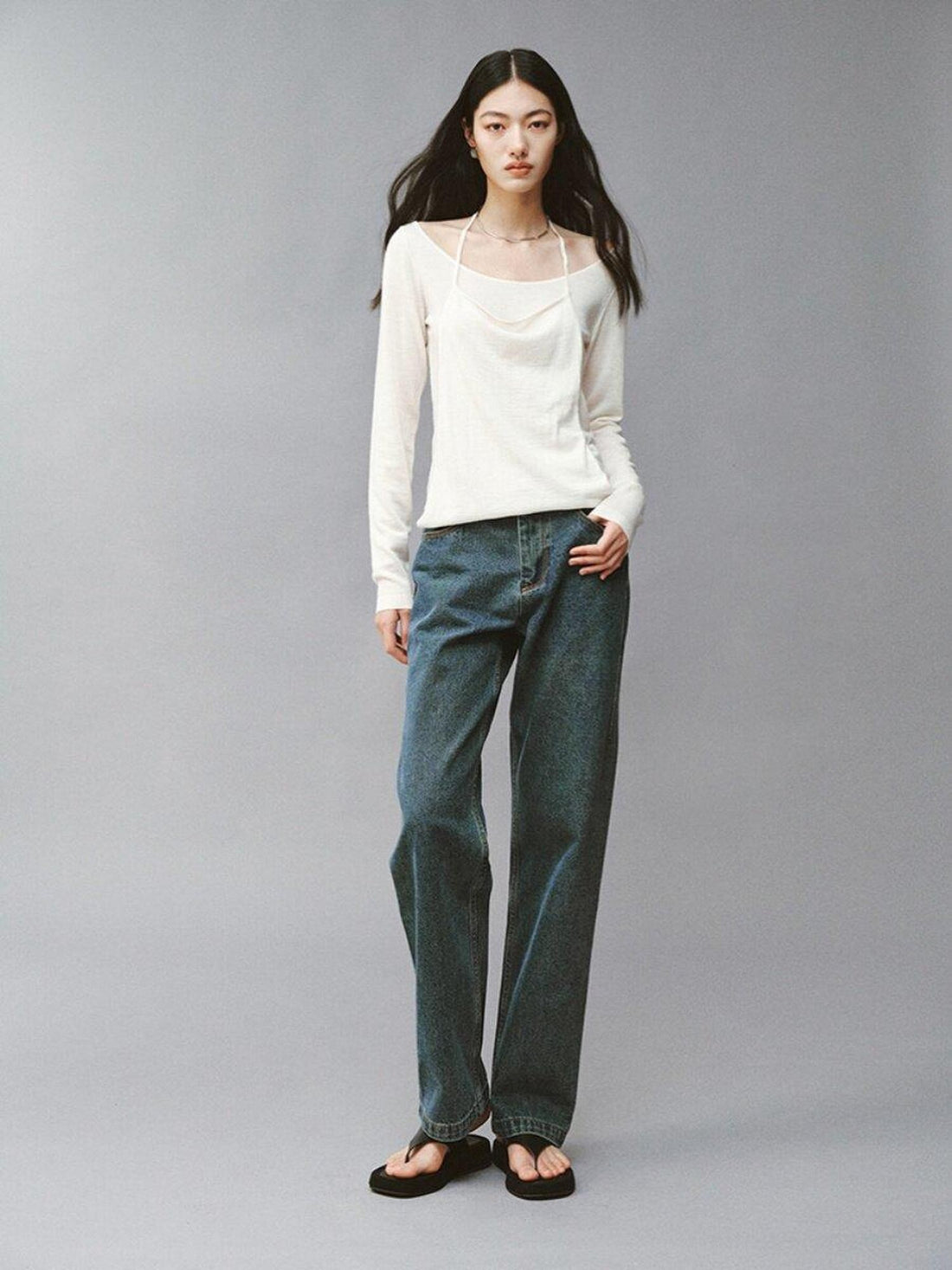 FUSSED Diamond White Double Layer Cropped Women&