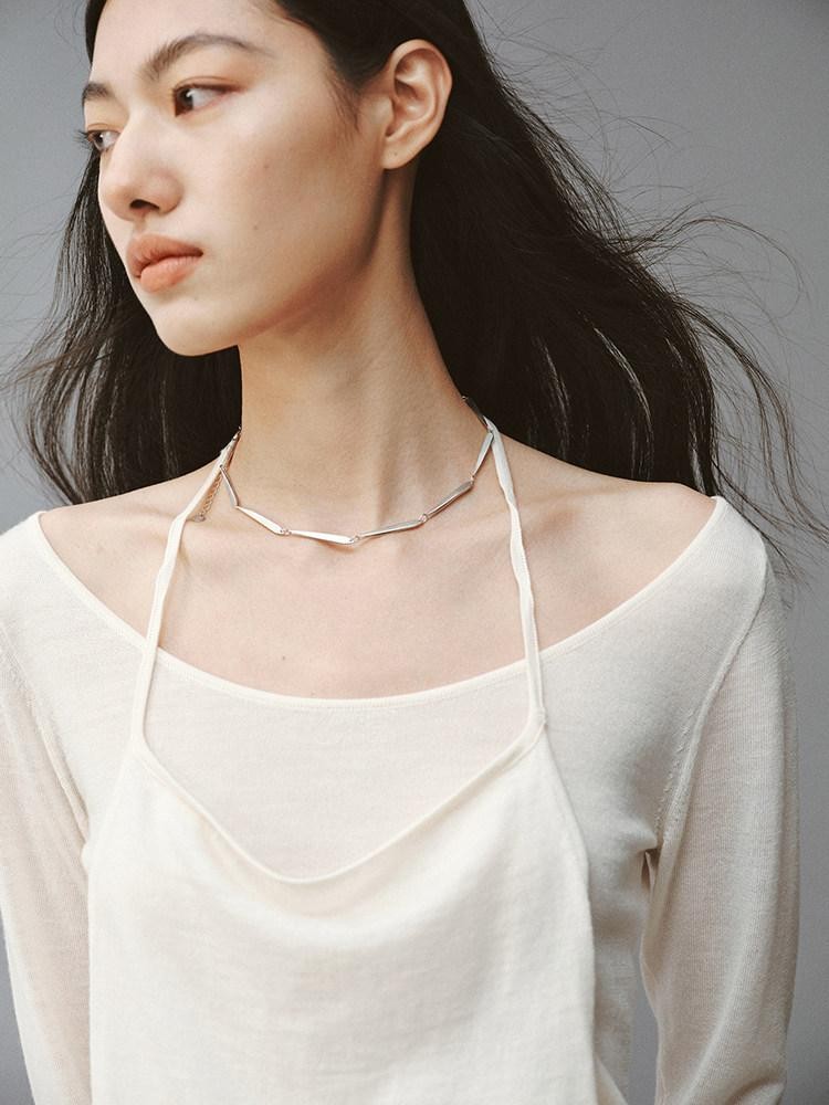 FUSSED Diamond White Double Layer Cropped Women&