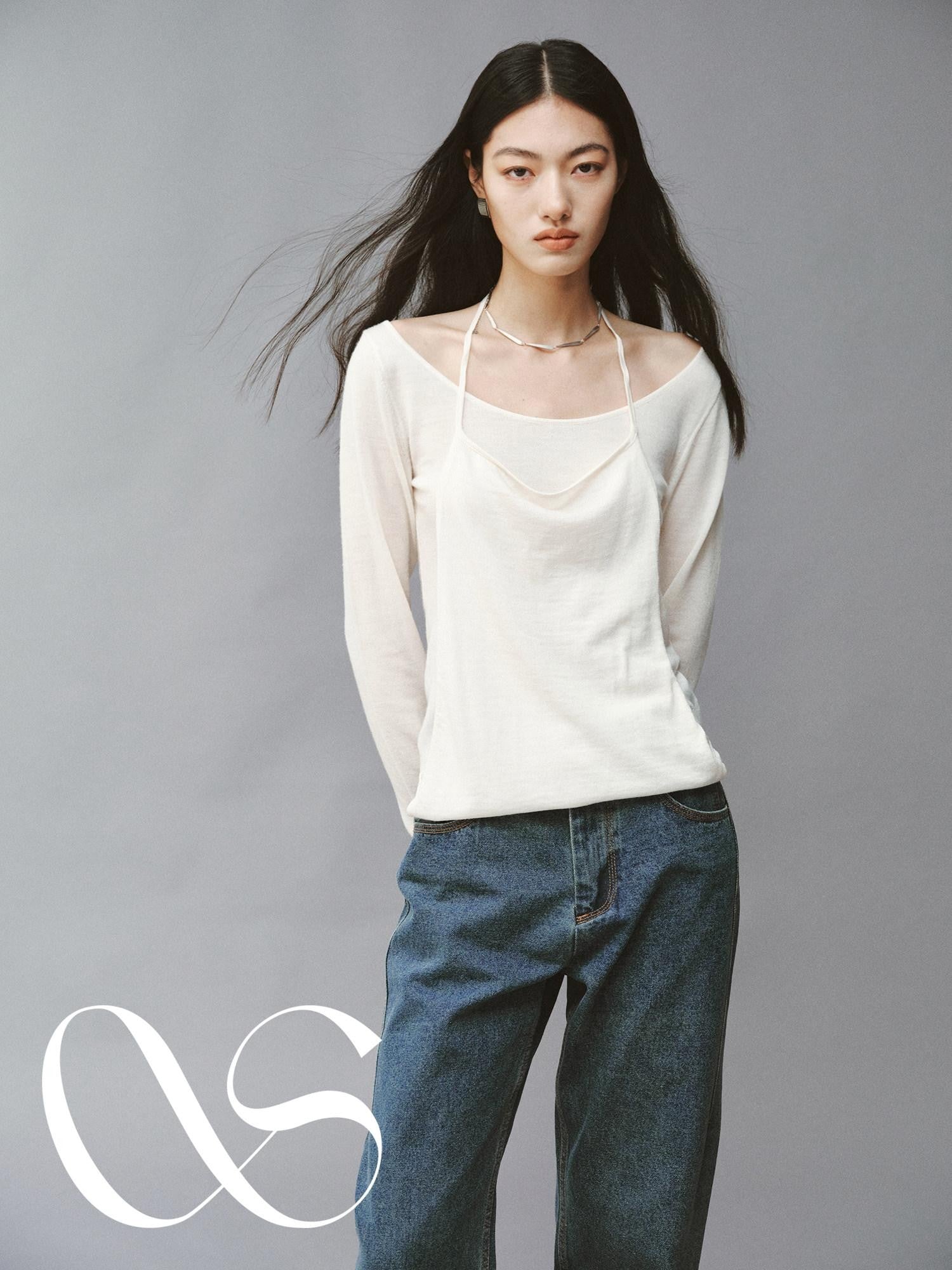 FUSSED Diamond White Double Layer Cropped Women&