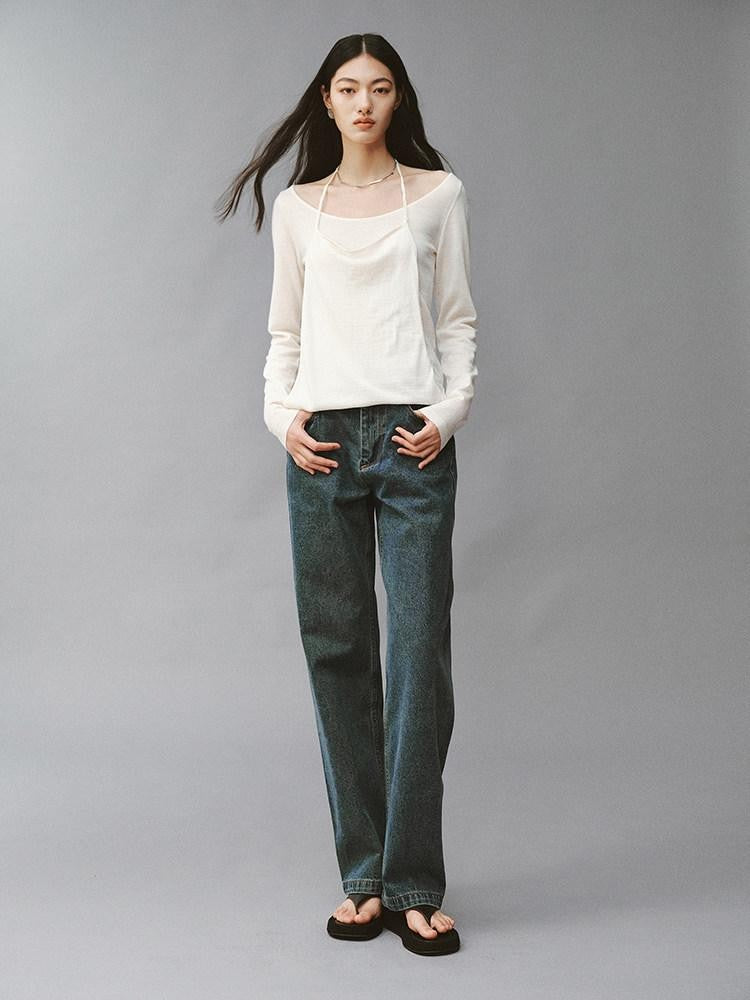 FUSSED Diamond White Double Layer Cropped Women&