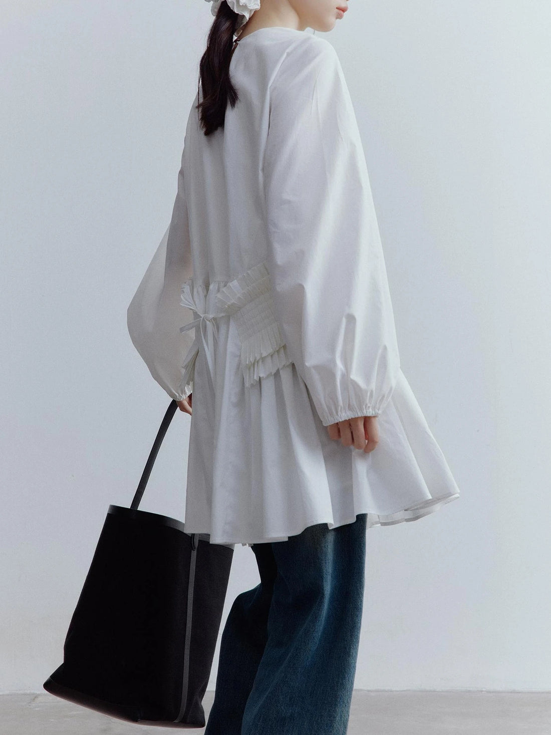 Double Dream Pleated Cotton Voile White Babydoll Dress