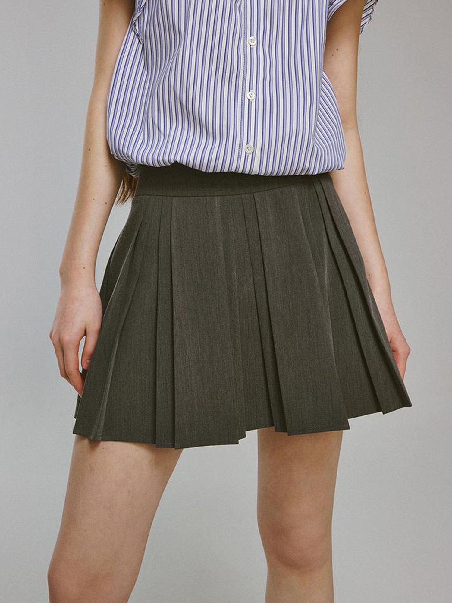 FUSSED Double Layer Pleated Meteor Grey A Line Skirt