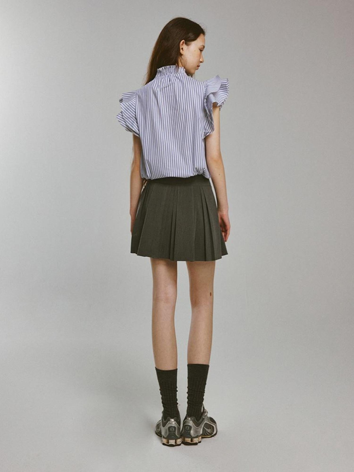 FUSSED Double Layer Pleated Meteor Grey A Line Skirt