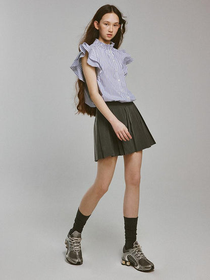 FUSSED Double Layer Pleated Meteor Grey A Line Skirt