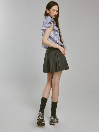 FUSSED Double Layer Pleated Meteor Grey A Line Skirt