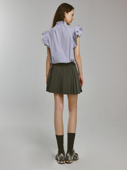 FUSSED Double Layer Pleated Meteor Grey A Line Skirt
