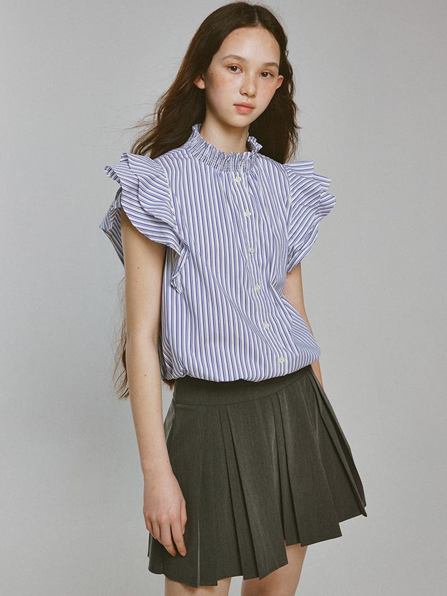 FUSSED Double Layer Pleated Meteor Grey A Line Skirt