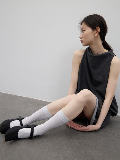 FUSSED Draped Bubble Blazer Dress In Meteor Grey