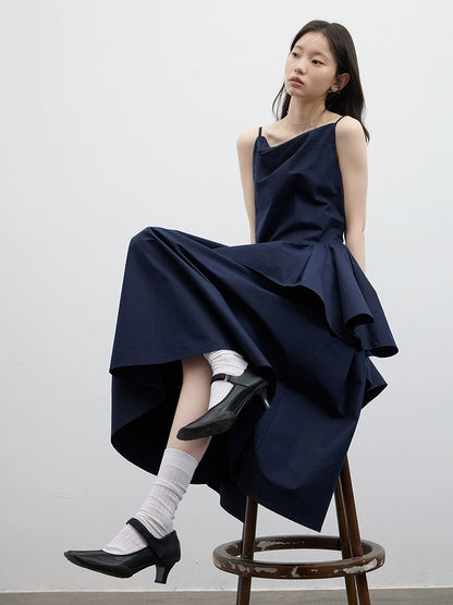 FUSSED_Draped_Cowl_Neck_Moonlight_Blue_Cotton_Maxi_Dress_MISSTT