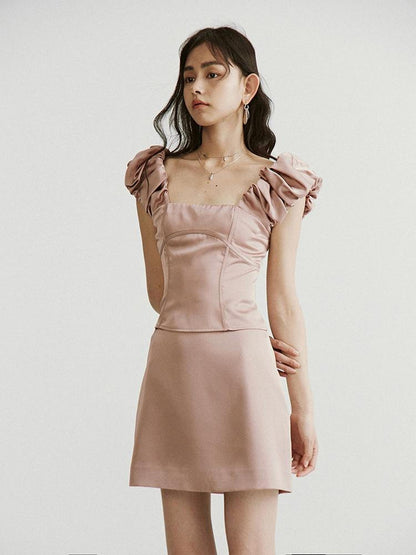 FUSSED Dried Rose Pink Bubble Cloud Patchwork Set
