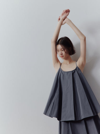 FUSSED Dusk Blue Pleated Patchwork Camisole Women&