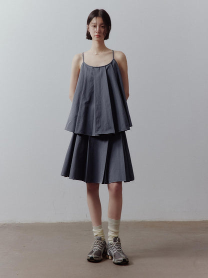 FUSSED Dusk Blue Pleated Patchwork Camisole Women&