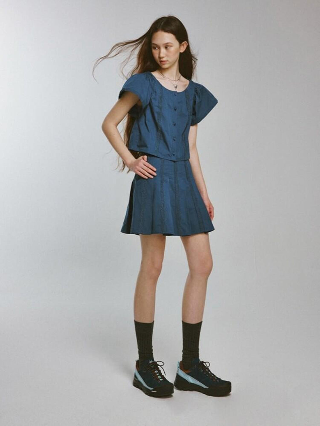 FUSSED Dusk Elf Layered Flutter Sleeves Heavy Lace Splice Women&