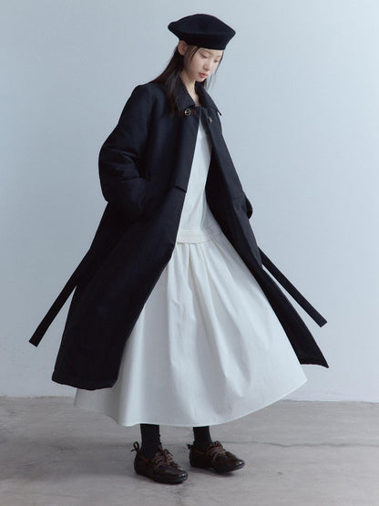 FUSSED Elegant Asymmetrical A Line Loose Long Sleeve Mock Two Piece Maxi Dresses