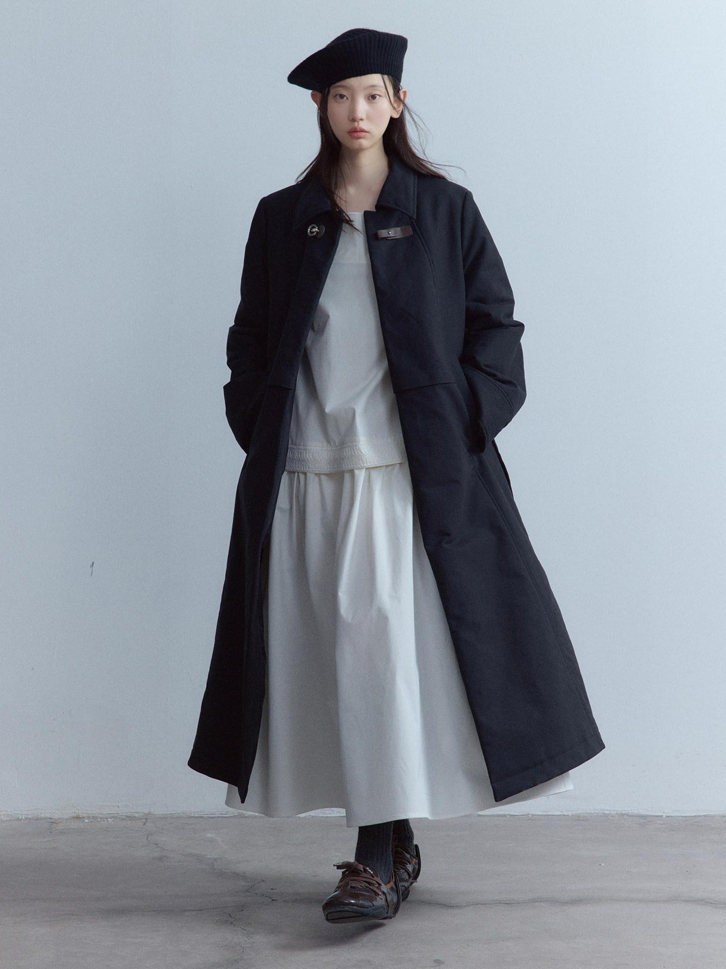 FUSSED Elegant Asymmetrical A Line Loose Long Sleeve Mock Two Piece Maxi Dresses