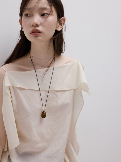 FUSSED Elegant White Asymmetrical Hem Two Panel Women&