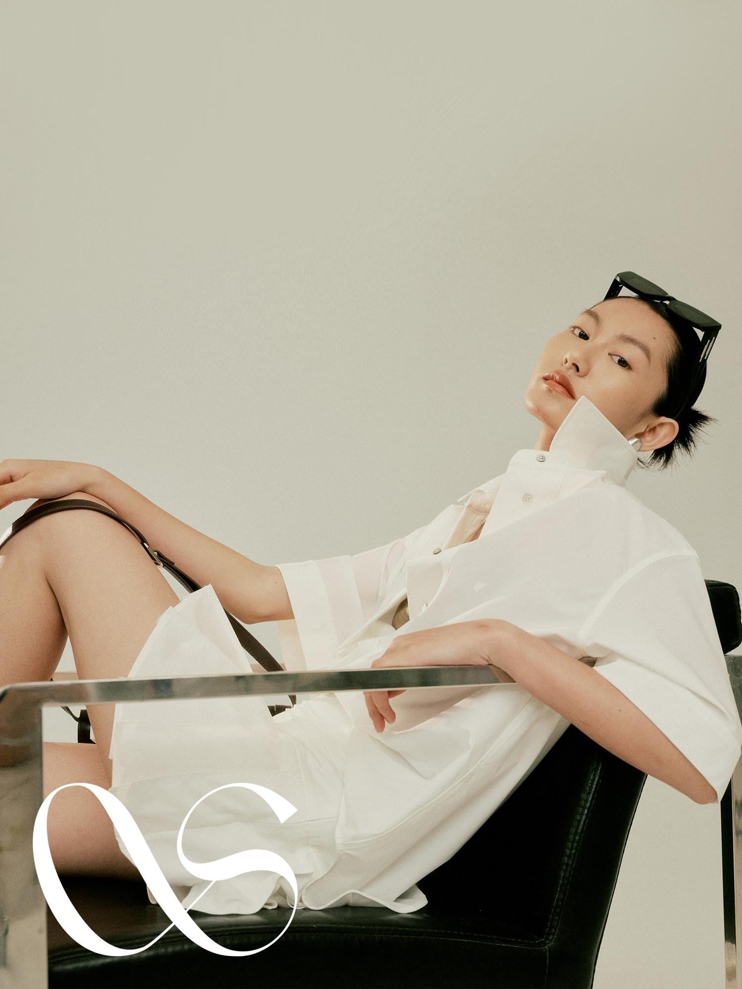 FUSSED Elegant White Oversized Turndown Collar Short Sleeve Women&