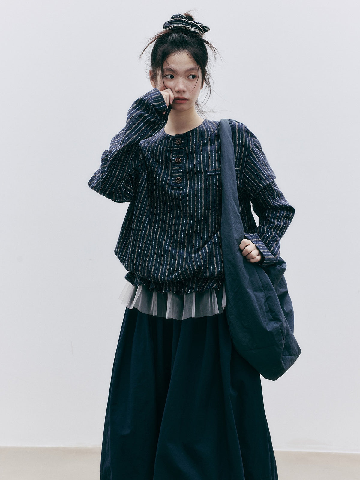 FUSSED_Embroidered_Striped_Layered_Cotton_Women&