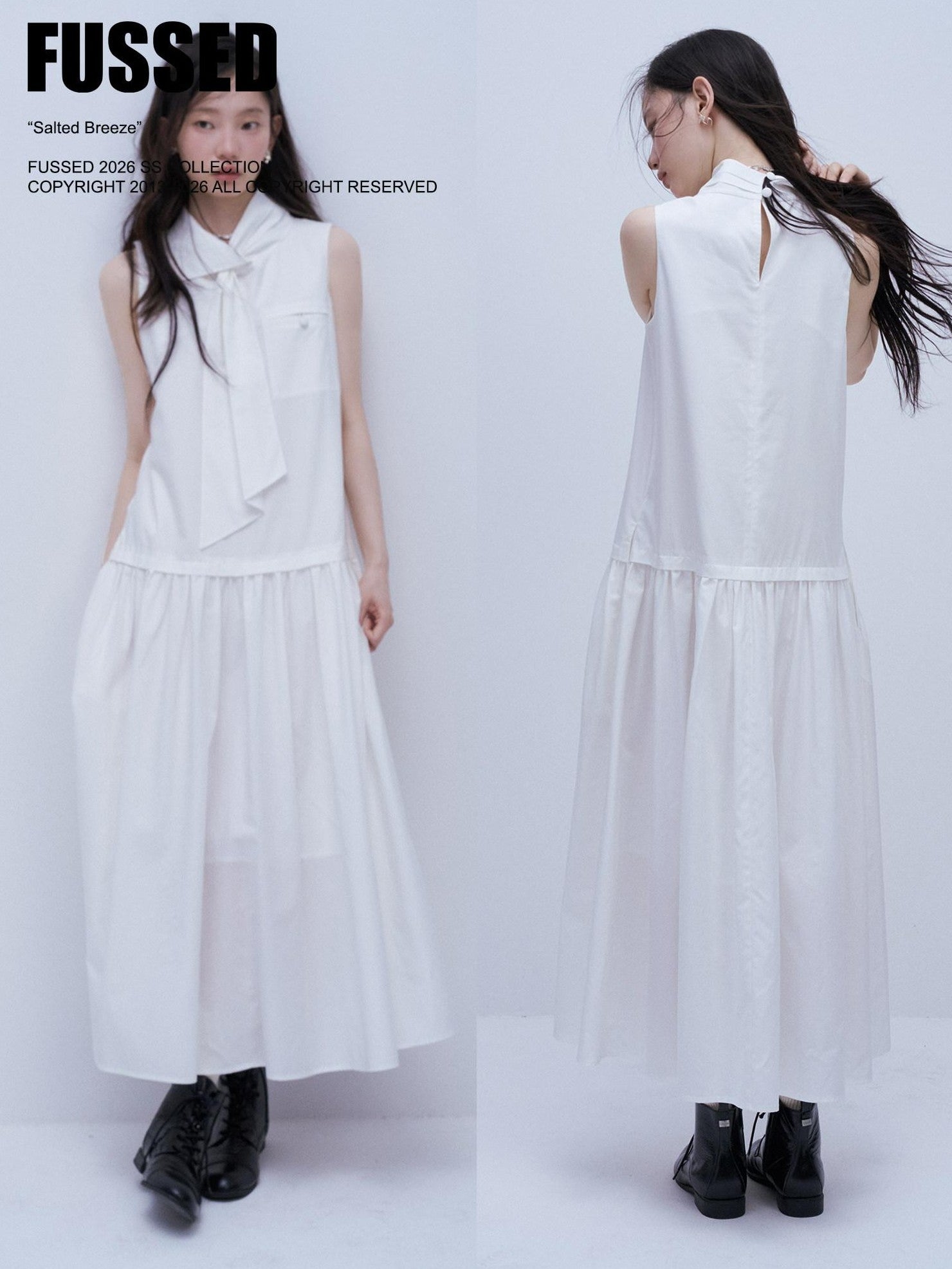 FUSSED Envelope White Scarf Collar Ruching Women&