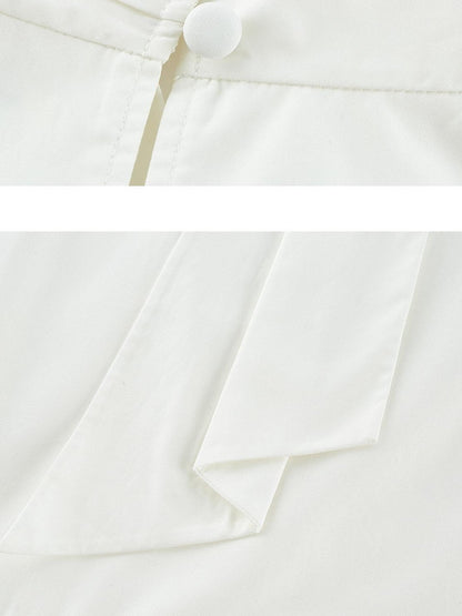 FUSSED Envelope White Scarf Collar Ruching Women&