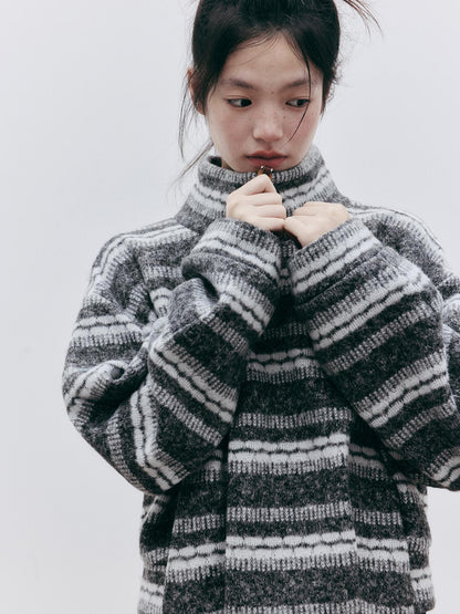 FUSSED Fair Isle Striped Wool Blend Women&