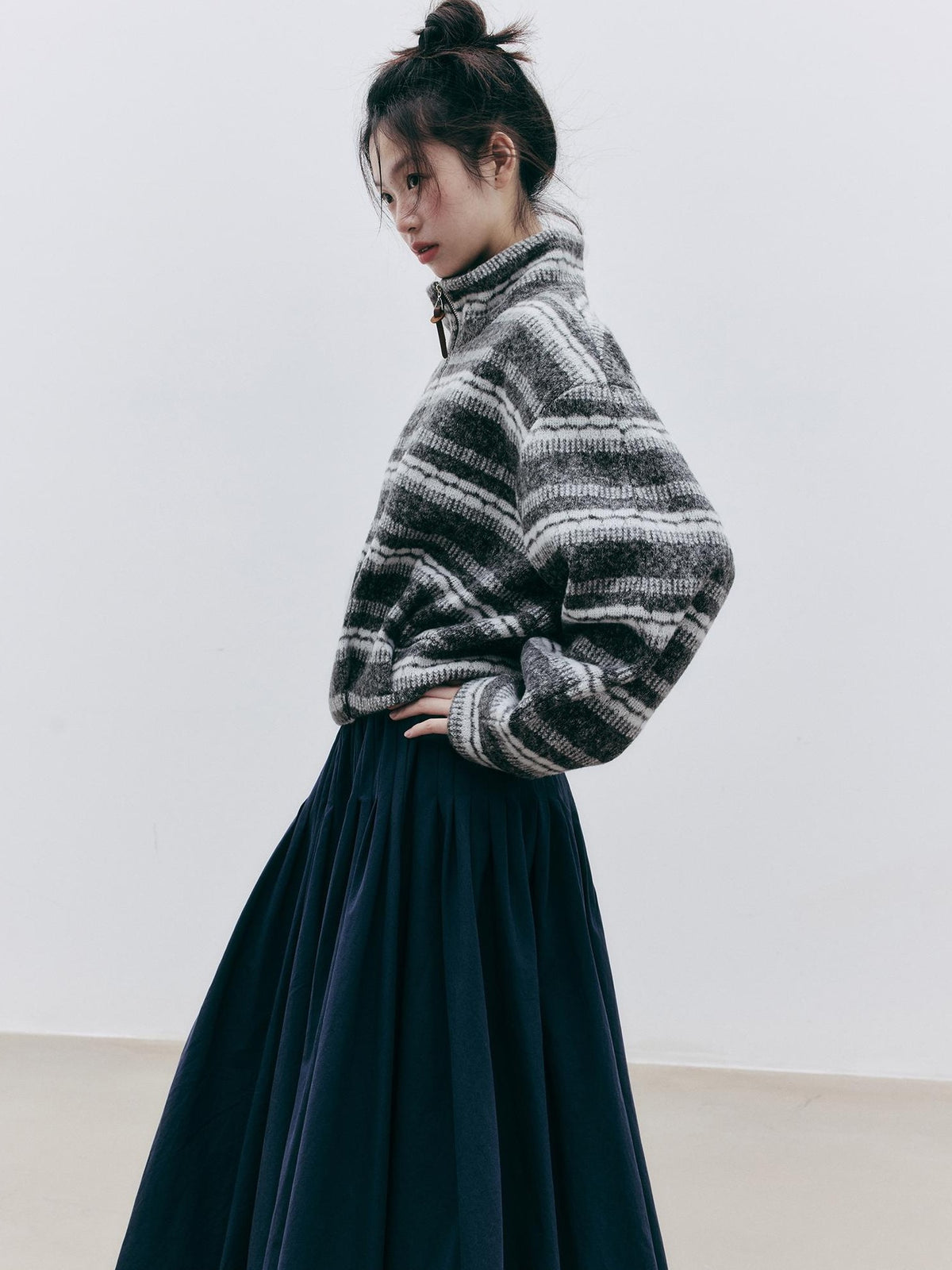 FUSSED Fair Isle Striped Wool Blend Women&